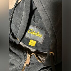 Cabela's Black Hoodie with Brass Zipper Accents